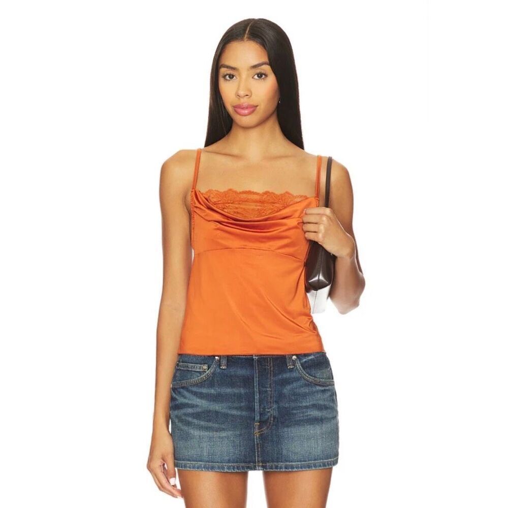 NWT Intimately Free People Sophie Cami Cinnamon Stick Rust Lace Cowl Top Medium